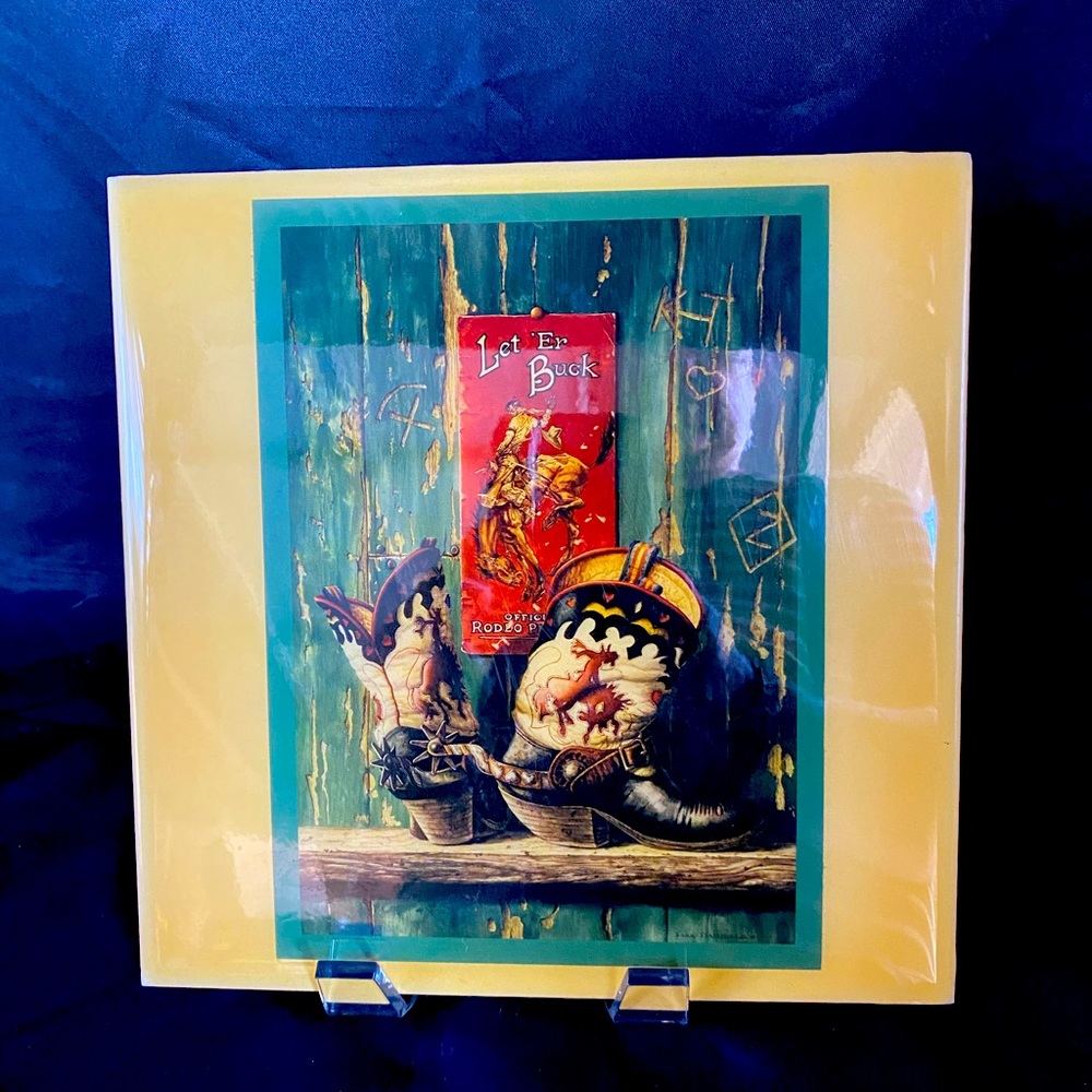 Leanin Tree Ceramic Tile “Let Er Buck” By Lisa Danielle